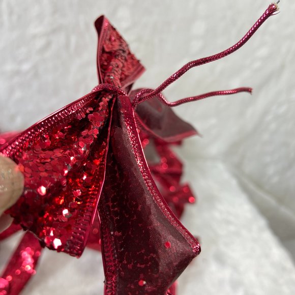 Set of 17 Red glitter holiday Christmas reusable Bows - Picture 4 of 8